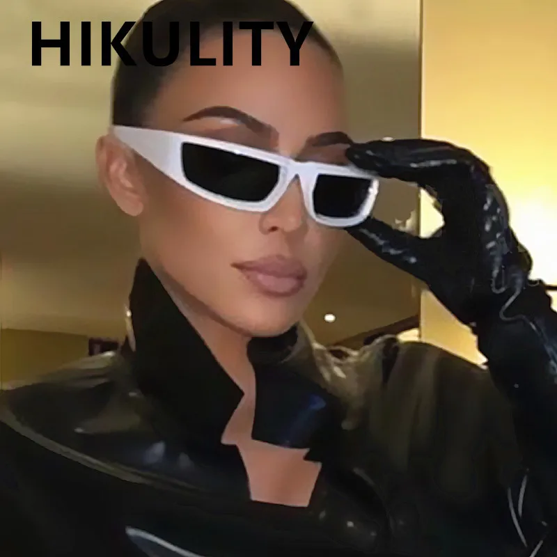 

Солнечные очки Y2K в стиле хип-хоп для мужчин и женщин, винтажные брендовые солнцезащитные аксессуары с градиентными 3D линзами, с белыми и чер...