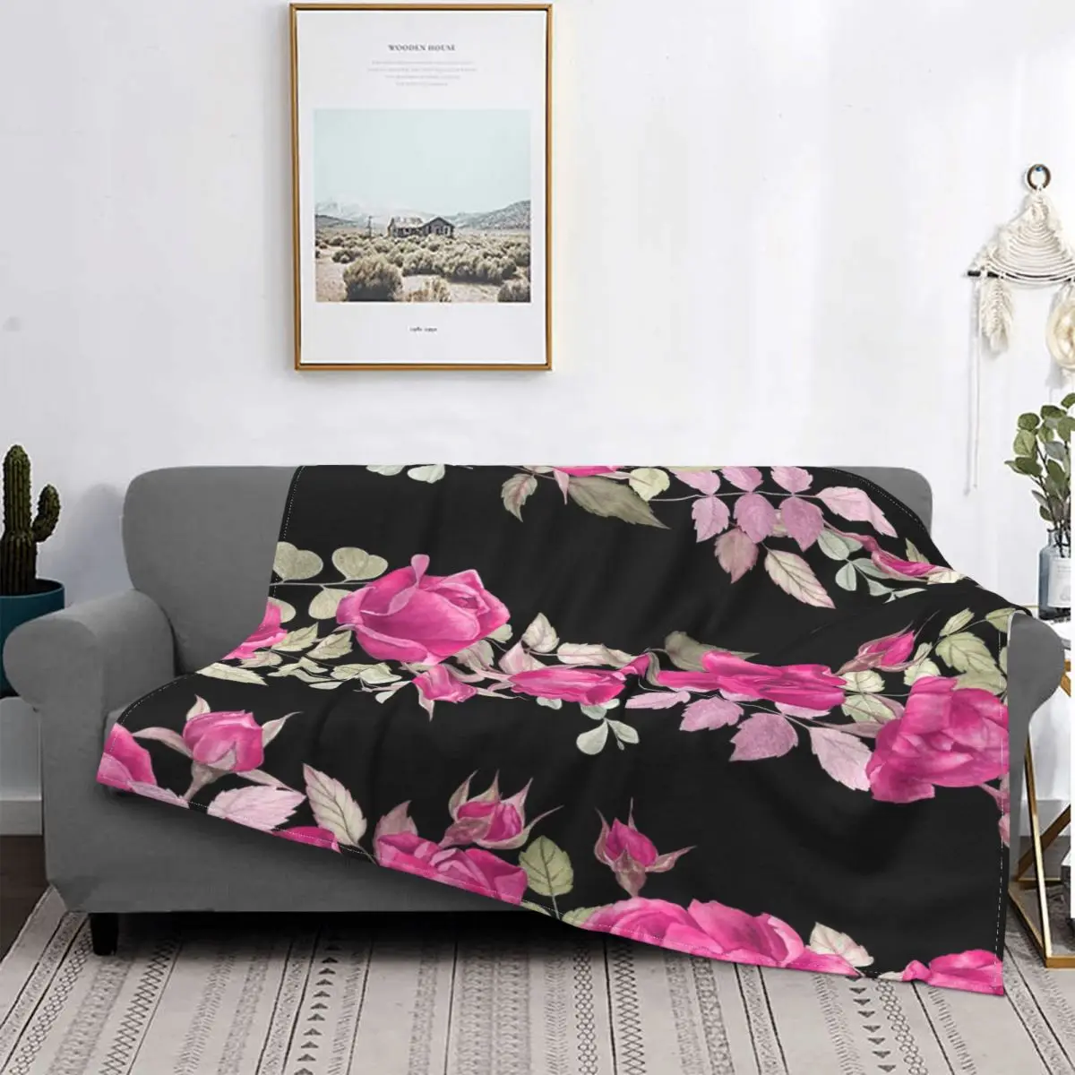 

Guirnaldas florales de rosas, manta, colcha para cama a cuadros, manta para bebé, manta Kawaii a cuadros en el sofá