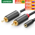Кабель RCA UGREEN, 2 штекера RCA на гнездо 3,5 мм, аудиокабель, Aux кабель для iPhone, домашнего кинотеатра, DVD, VCD наушников