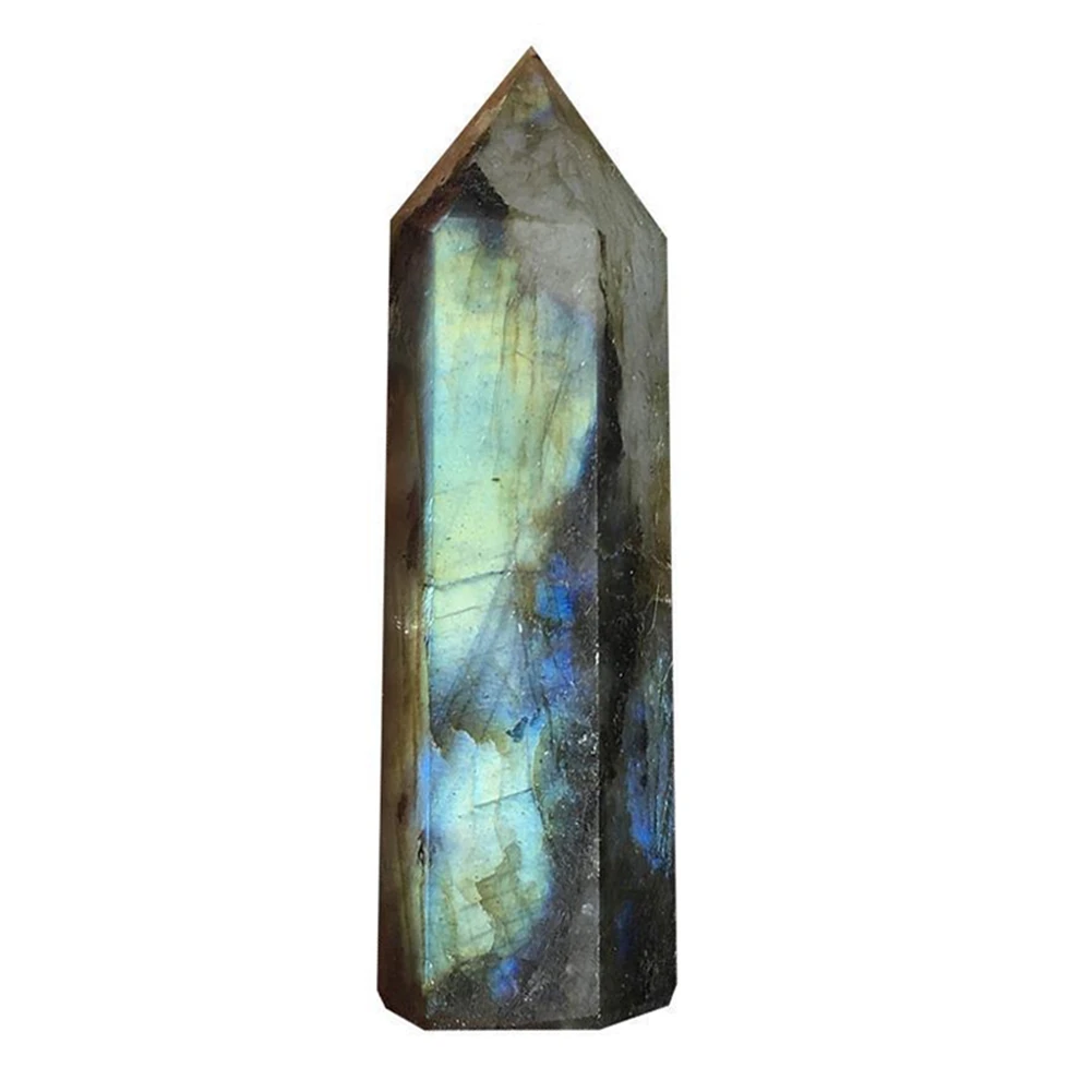 

Moonstone Crystal Column Natural Labradorite Quartz Obelisk Crystal Column Wand Point Healing Stone Home Decor 7-8cm