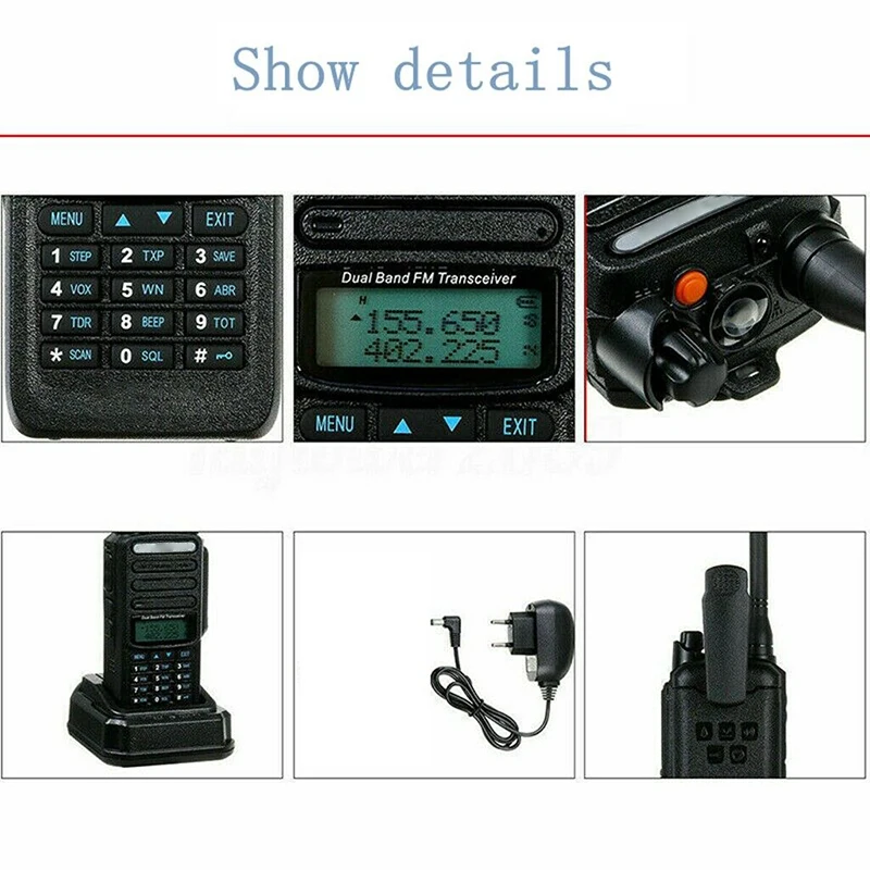 15W UV-9R Plus Handheld Walkie Talkie 128CH VHF/UHF Two Way Dual Display Radio for Security Guard Supermarket Rremote Intercom