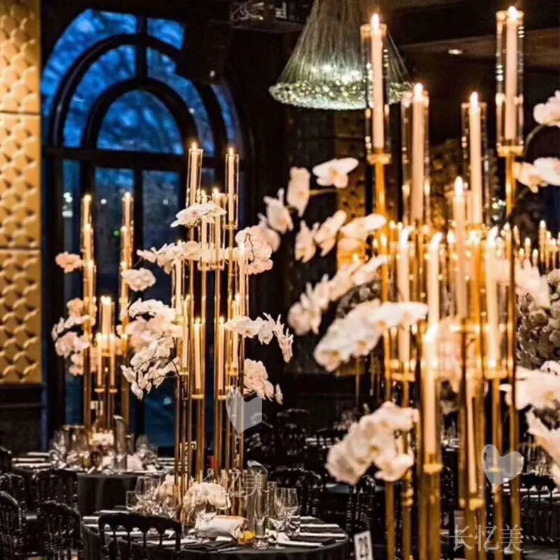 S Road Lead Table Centerpiece Gold Candelabrum Stand Pillar 