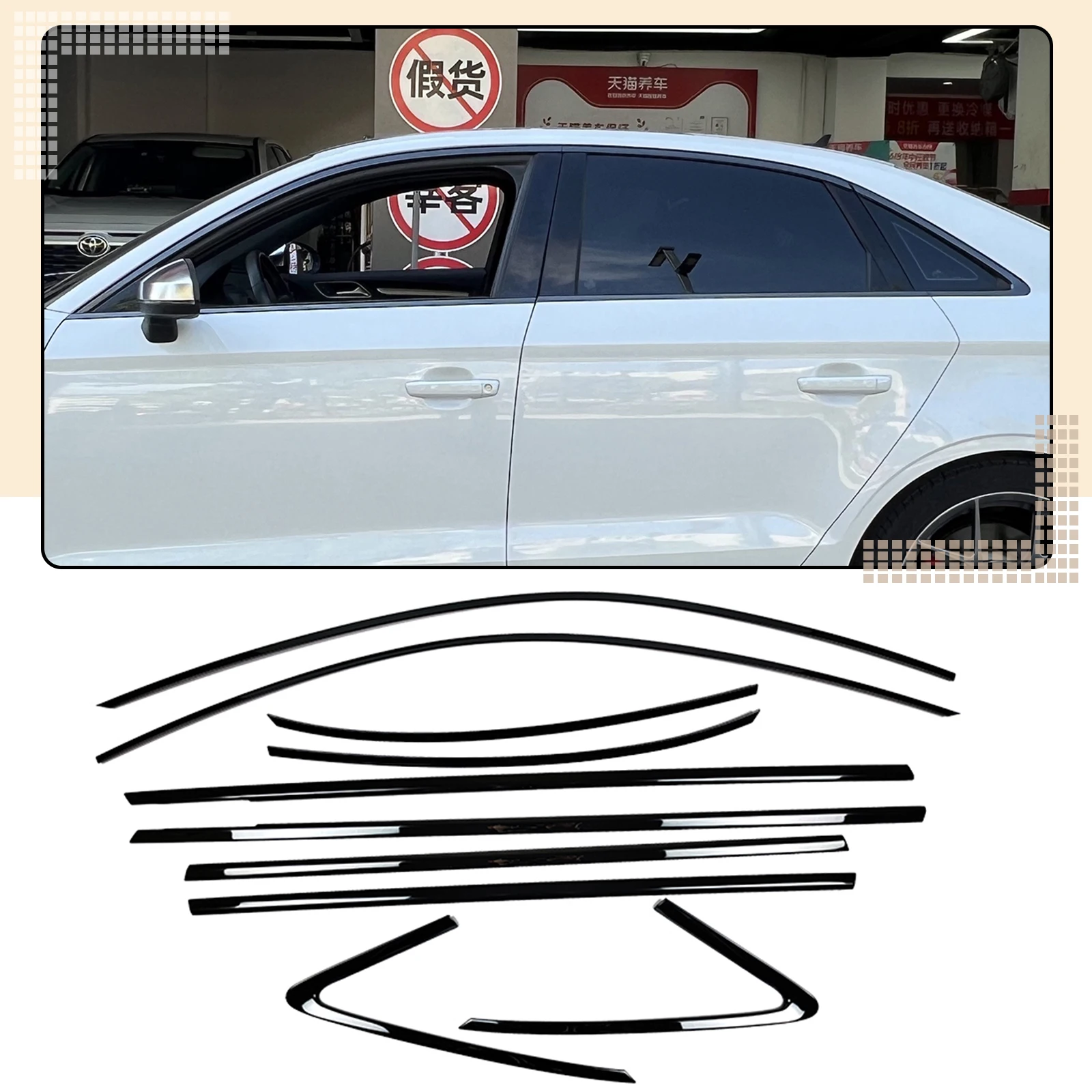 

10 шт. для Audi A3 S3 Sedan 2015-2020 4-дверная наружная накладка на окно, уплотнитель двери, молдинг, защитная крышка, Стайлинг