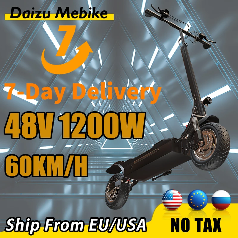 

No Vat 1200W Powerful Electric Scooters 48V 20AH Battery Dual Motor 10 Inch Tire Adult Escooter Max Milage 80km Electric Scooter