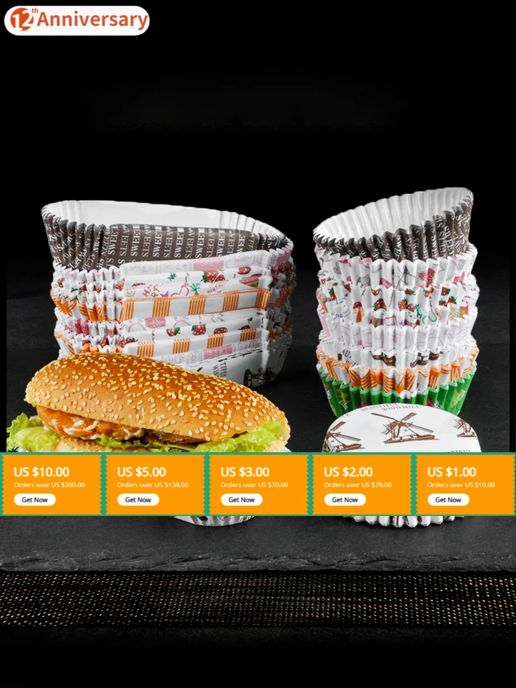 

Round Cake Paper Cups 200PCS Food Grade Coated Paper Tray Cupcake Cake Liners Cup Muffin Case Bread Papert Tray