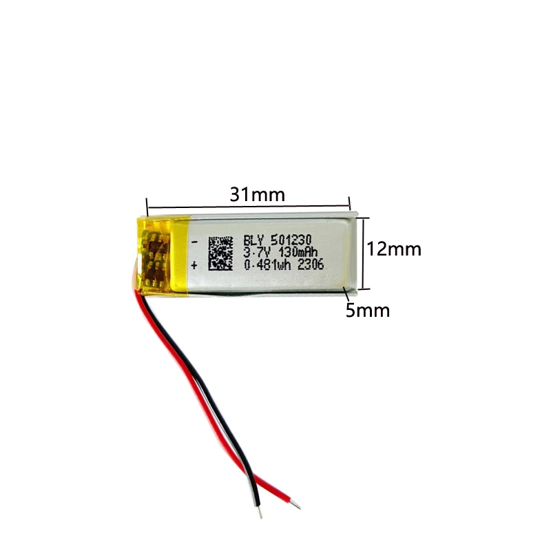 

Rechargeable 130mah 501230 3.7v Lithium Ion Polymer Battery For Blue Tooth Headset Earphone Mini Device Intelligent Wearable