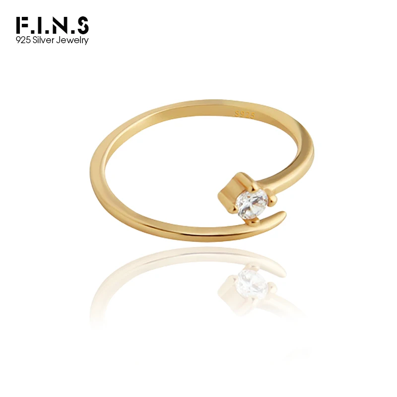 

F.I.N.S Minimalist Fine Meteor S925 Sterling Silver Joint Ring Female Girl Tail Ring with Zircon Opening Finger Rings Fashion