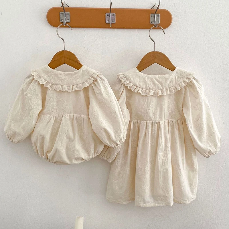 Новинка 2024 осеннее платье для девочки 2-6 лет детское хлопковое однотонное с