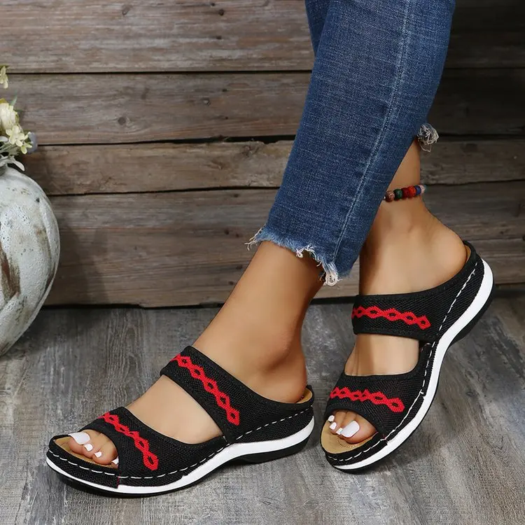 Women's Slippers 2023 New Fashion Flip Flops Wedged Heel Hollow Flat Bottom Sandal Fashion Slippers sandalias mujer plataforma