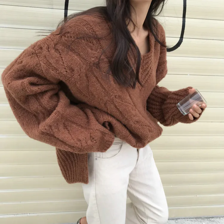 Новый зимний свитер женский пуловер топы для девочек Винтажный Длинный Рукав