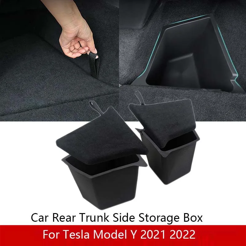

Rear Trunk Organizer Storage Box for Tesla Model Y 2021 Side Storage Bins Side Storage Packets Model y 2022 Accessories