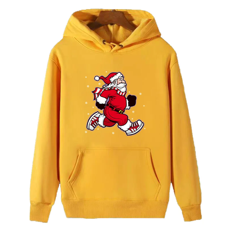 Best Winter Run Santa Claus fashion graphic Hooded sweatshirts winter thick sweater hoodie cotton fleece hoodie Man sweatshirts