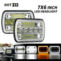 7x6 5x7 500w inch car led square headlights day running light hi lo beam for jeep wrangler yjcherokee xjmj comanche off road