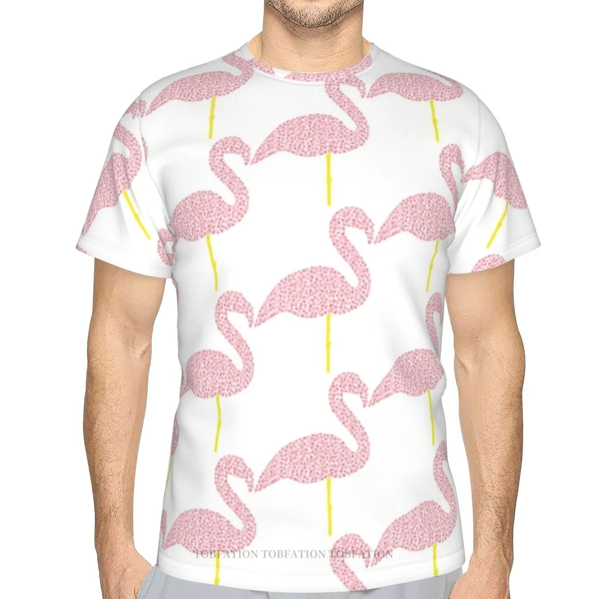 

Футболка мужская с 3D-принтом фламинго, свободная рубашка из полиэстера, топ для фитнеса в стиле унисекс, пляжная одежда в стиле хип-хоп, розовая