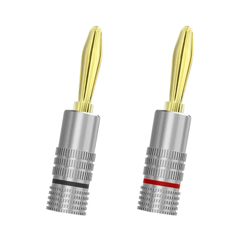 

Plugs 2 Pair/ 4 pcs, 24K Gold Plated Dual Screws Jack Connectors for Amplifier, Speakers, Receiver