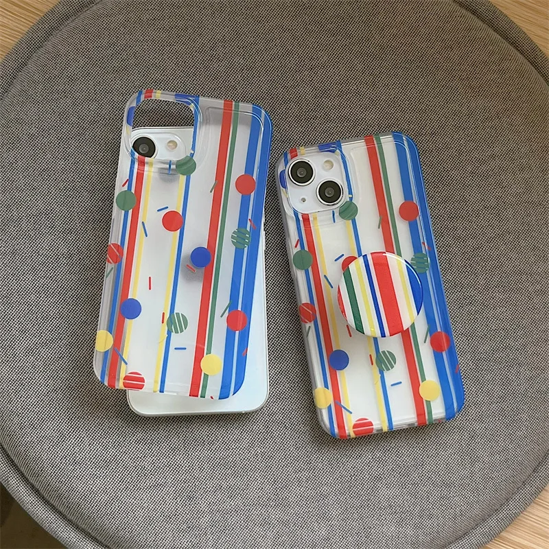 

Colorful Stripes Dots Phone Stand Case Cover for IPhone 11 12 13 14 Pro Max Case for IPhone 14 Pro Max