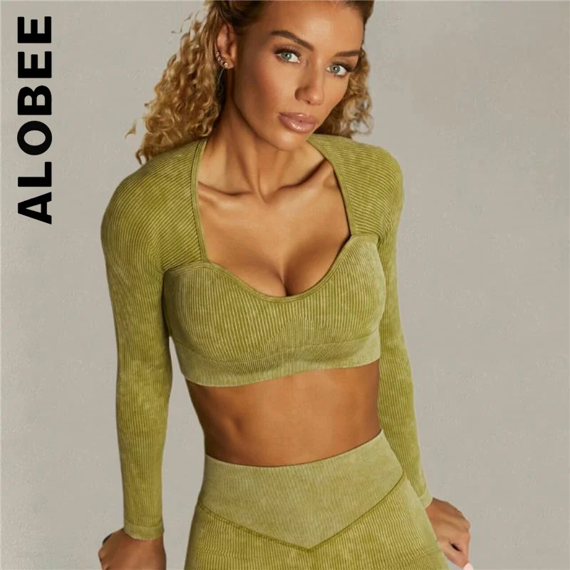 

Alobee Бесшовные женские колготки для тренажерного зала, тренировочный комплект, спортивная одежда, комплект нижнего белья с высокой талией, к...