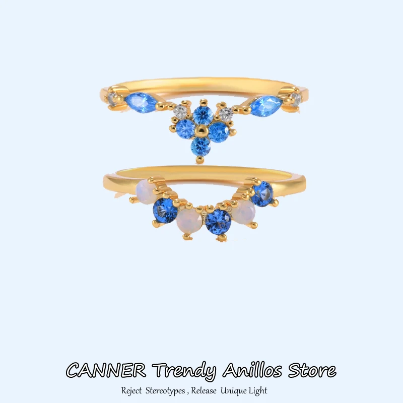 

Женское минималистичное обручальное кольцо CANNER, из стерлингового серебра 925 пробы, с красочными кристаллами, для влюбленных, невест, помолв...