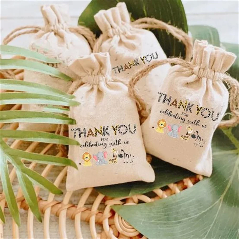 

12animal Thank you candy gift bags Jungle Safari zoo Theme Boy Girl Baby Shower wild one two Birthday Party decoration Favor