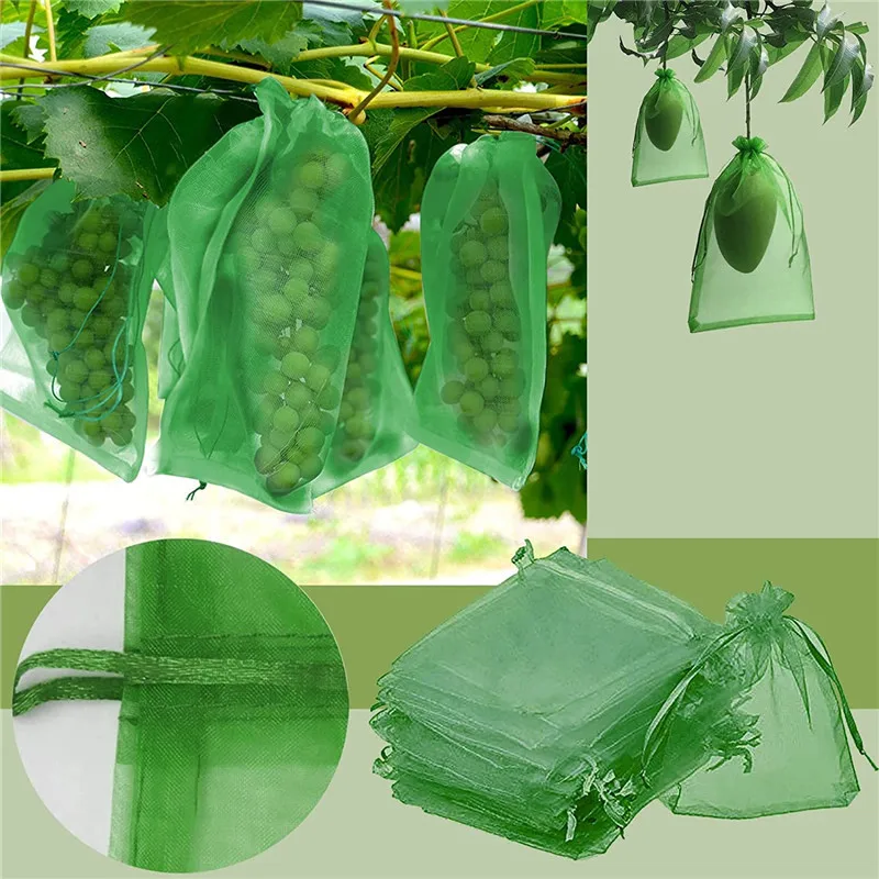 20/50pcs Grape Fruit Protection Bags Agricultural Pest Control Anti-Bird Garden Mesh Netting Bags for fruit trees vegetable