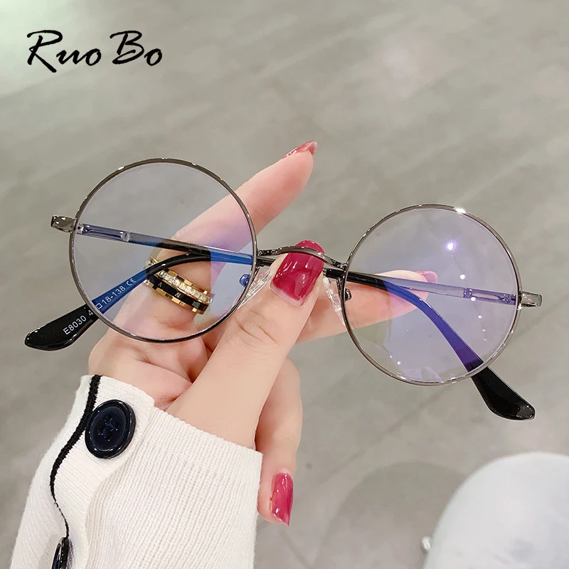 RUOBO маленькая круглая оправа ретро анти-синие очки для женщин сверхлегкие