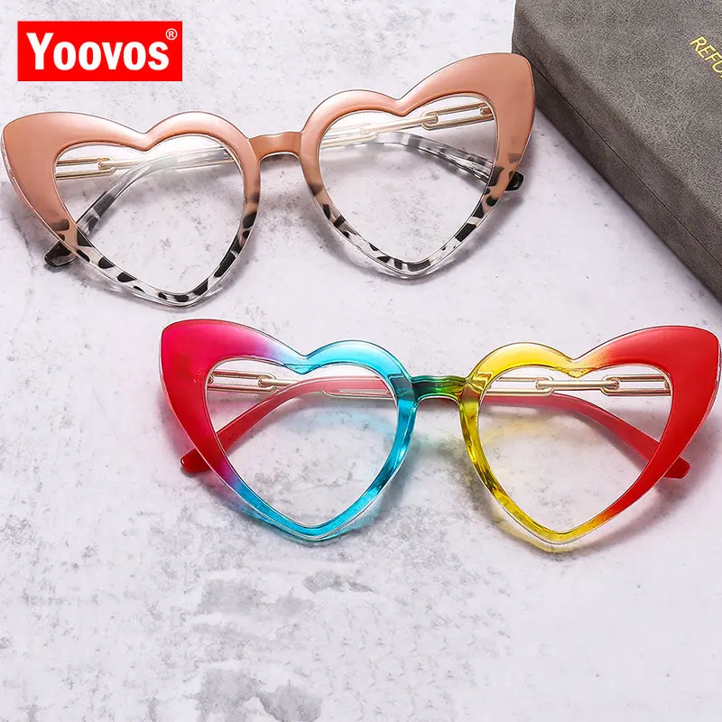 

Yoovos, оправа для очков в форме сердца для женщин, 2022, роскошная оправа для очков, винтажная оправа для очков «кошачий глаз», женские/мужские пр...