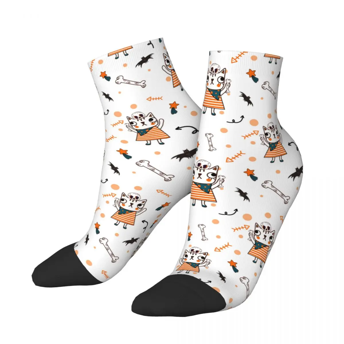 

Короткие Необычные повседневные носки для взрослых с изображением кошки летучей мыши звезды