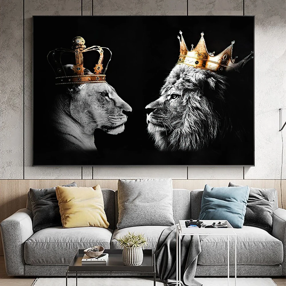 

Wild Lion Canvas Painting Modern Black White Style Animal Posters and Prints Wall Art Picture for Living Room Home Decor Cuadros