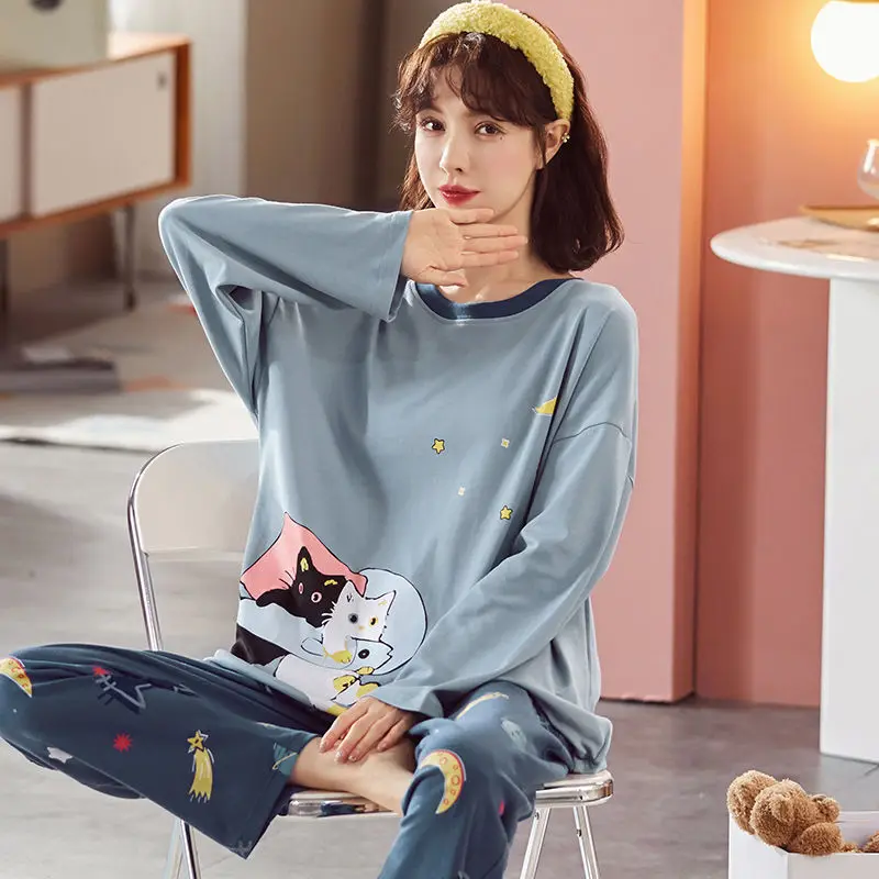 6XL fat sister oversized pajamas female spring and autumn long-sleeved student ins plus fat oversized 240 kg autumn suit