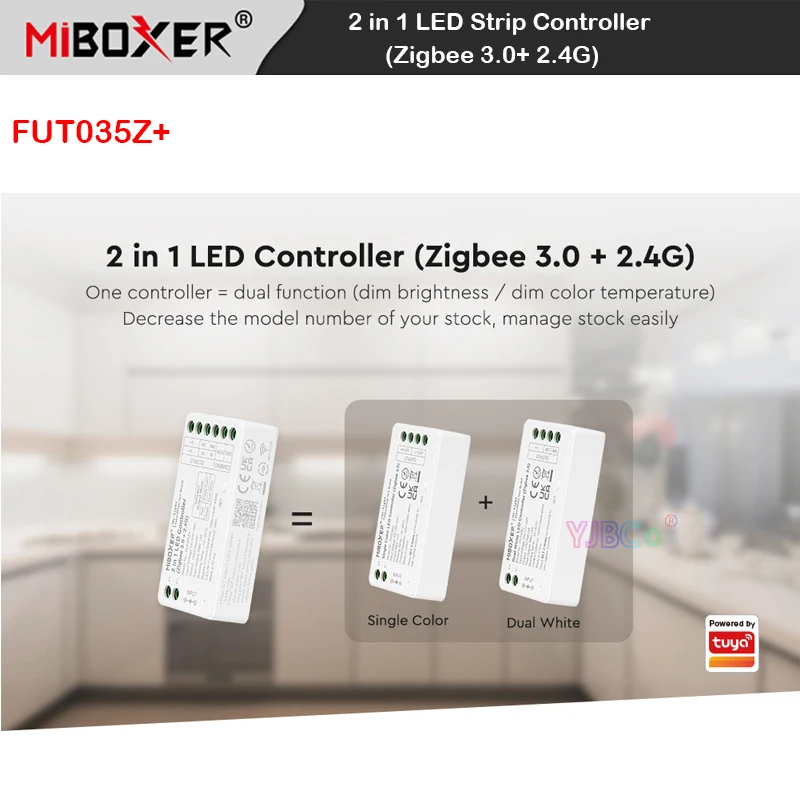 Miboxer Zigbee 3.0 Single color,Dual white LED Strip Controller CCT 2 in 1 dimmer 2.4G Remote control for 12V 24V Strips Light