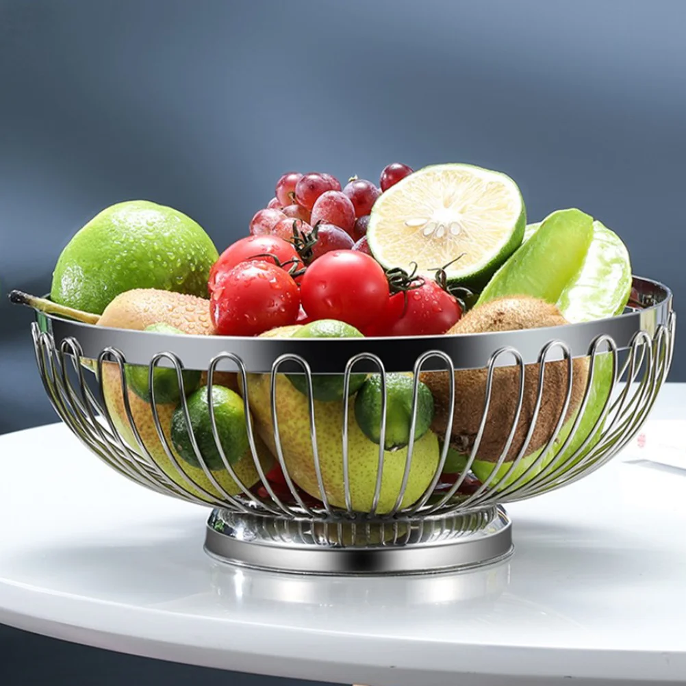 

Bread Basket Fruit Vegetable Storage Basket Stainless Steel Wire Hollow Basket