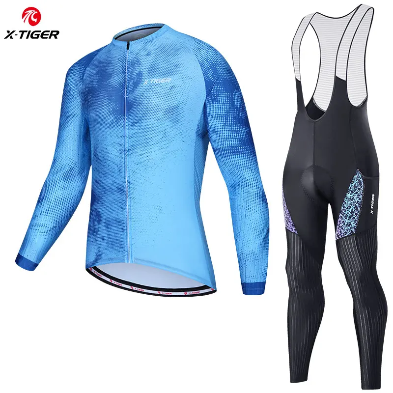 X-TIGER Men's Cycling Long Sleeves Clothing Autumn Bicycle Jersey Set Quick Dry Male Cycling Set Mountain Bike Clothes Sportwear