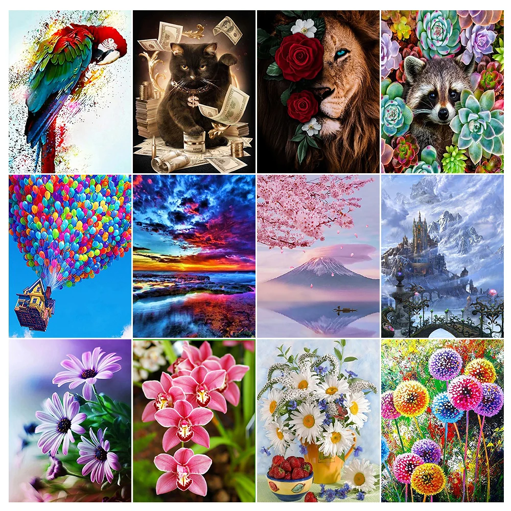

YOUQU 5D DIY Diamond Painting Animal Cross Stitch Landscape Diamond Embroidery Flower Wall Art Mosaic Home Decoration