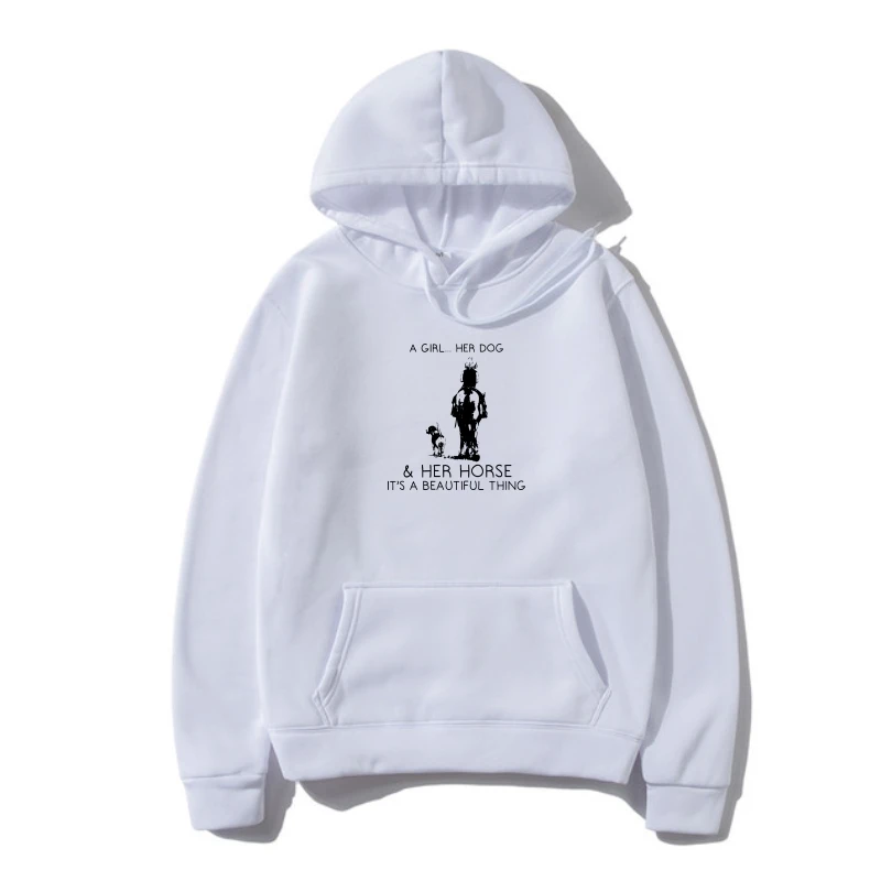 

Мужская забавная верхняя одежда, модная толстовка с надписью «A Girl Her Dog & Her Horse», красивая женская верхняя одежда