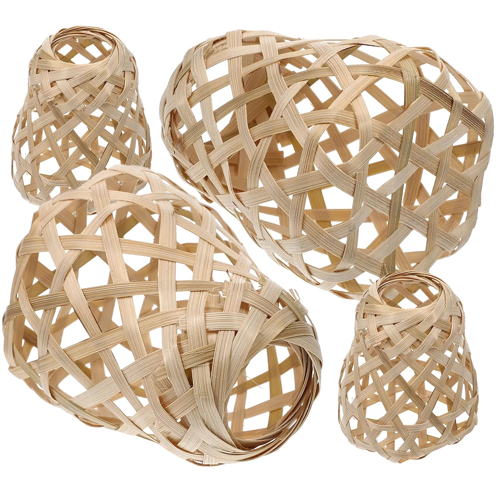 

4 Pcs Bamboo Lampshade Woven Pendant Light Cover Ceiling Lights Rattan Shades Weaving Lampshades Decor Lustre For