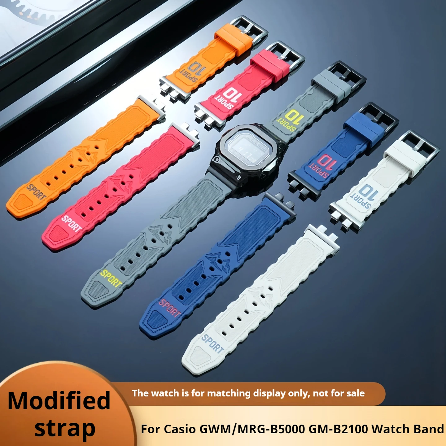 Фото Ремешок для часов из резины FKM для Casio G-shock GMW-B5000 MRG-B5000, модифицированный ремешок для спортивных часов GM-B2100, мягкий ремешок для активного отдыха №1