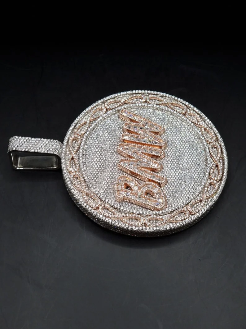 Кулон Круглый в стиле хип-хоп с муассанитом 3 5 дюйма