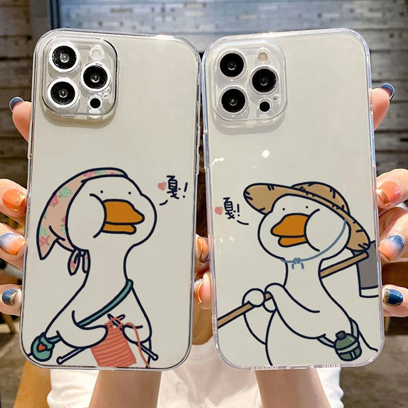 

Lovers‘ Cases For iPhone 12 13 Pro Max Mini 11 Pro Max X XR XS Max SE 2020 8 7 6 6S Plus Call Duck Soft Silicone Cover Funda