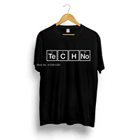 techno slogan print t shirt periodic table graphic design music tee house top summer fashion streetwear camiseta masculina
