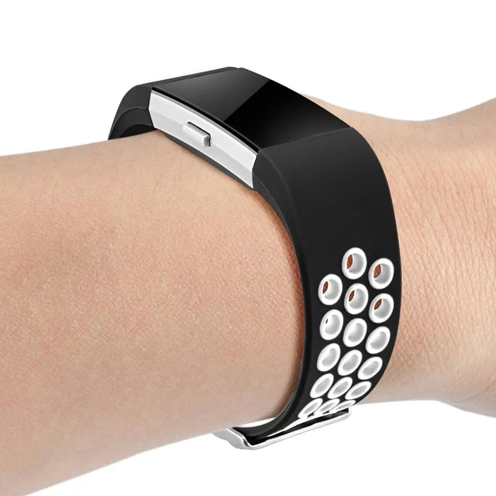 

Porous Silicone Watchband Wrist Strap Replacement with Buckle Environmentally Friendly Silica Gel for Fitbit Charge 2