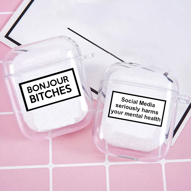 

Hot Funny letters Soft silicone TPU Case For NEW AirPods Pro2 1 2 3 Luxury Clear Silicone Wireless Bluetooth Earphone Box Cover
