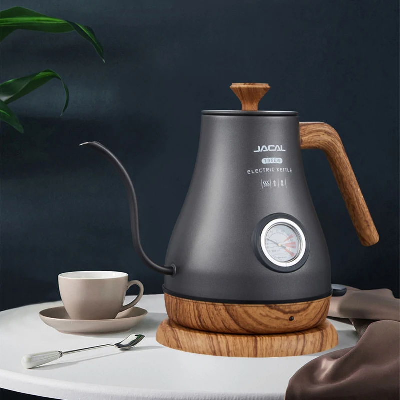 Vintage Gooseneck Coffee Pot, Slender Mouth Teapot, Stainless Steel Kettle, 220 V Temperature Display electric tea pot