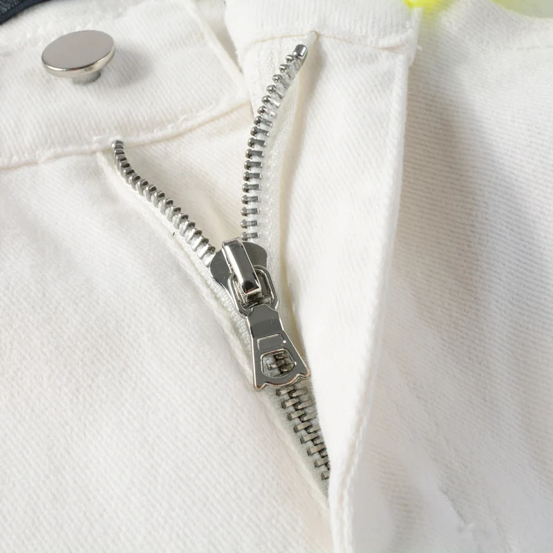 Streetwear Fashion Men Jeans White Color Stretch Slim Ripped Jeans Men Hole Trousers Patch Designer Hip Hop Brand Pants Hombre