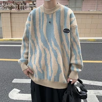 autumn winter print pattern casual sweater mens long sleeve round neck unisex pullover