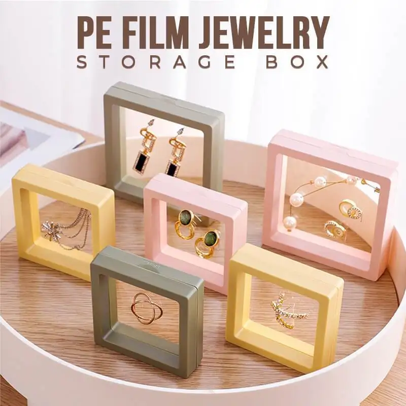 

3d Color Floating Display Case Stands PE Film Holder Dustproof Storage Pendant Necklace Bracelet Ring Coin Jewelry Earrings Pin