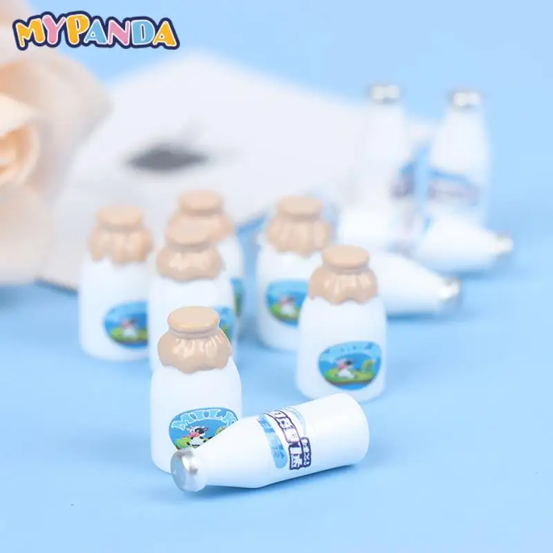 

6Pcs Doll House Miniature Cartoon Milk Bottle Resin Drink Model Props Decorate Kids Pretend Toys 20-32mm