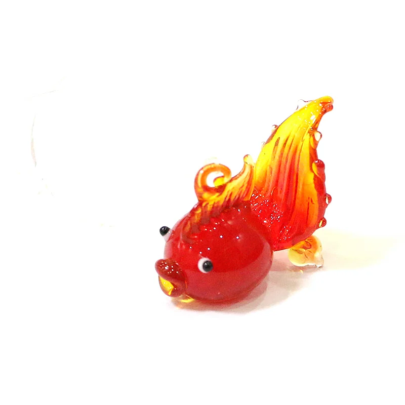 

Custom Wholesale Cute Floating Glass Red Goldfish Miniature Figurines Pendant Aquarium Fish Tank Sea Animal Tiny Statue Ornament