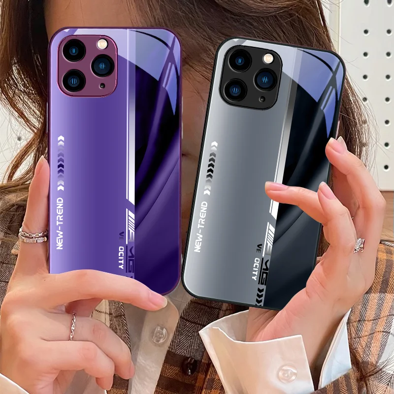 Чехол для телефона из закаленного стекла iPhone 15 Pro 14 13 12 Mini 11 XS Max XR 7 8 Plus SE 2020 2022