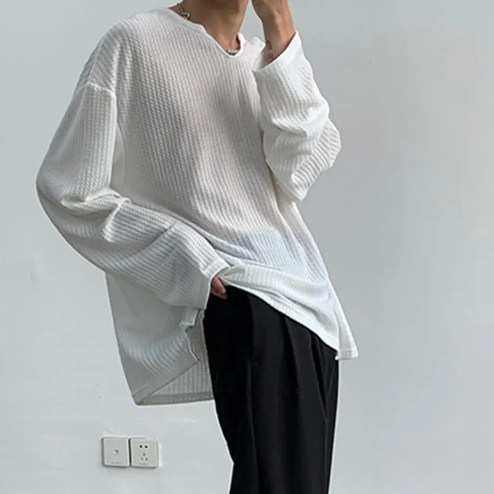 

Great Spring Shirt Solid Color Oversized Men T-shirt Casual Spring Shirt