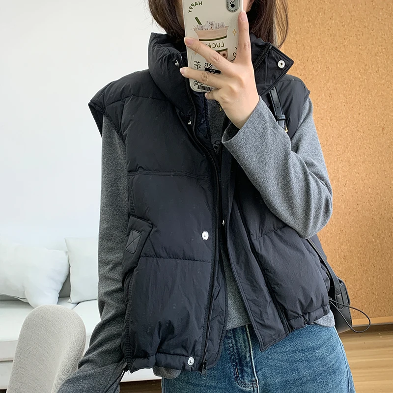 Зимняя маленькая мягкая сумка 90 жилет на белом утином пуху женский 2024 новый